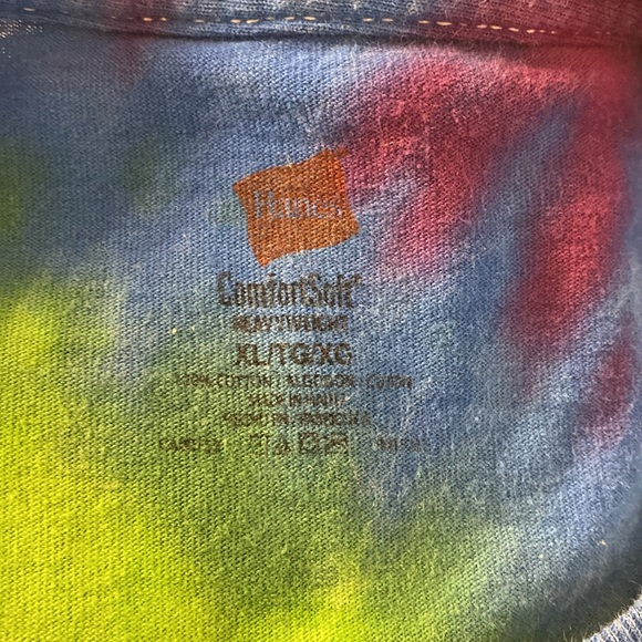 Vibrant Pride Rainbow Tie Dye Long Sleeve XL Hanes Comfort Soft Heavyweight Tee - Picture 5 of 5